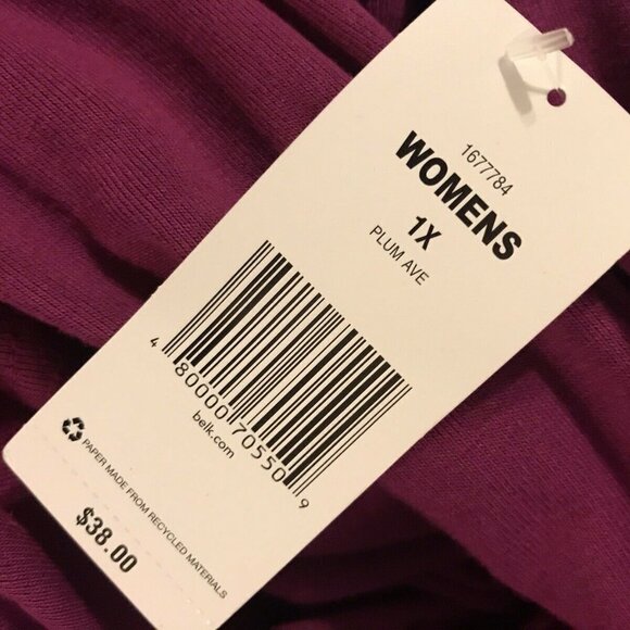 NWT  Perfectly Soft Purple Corded Cowl Neck,3/4 Sleeve 1X  Kim Rodgers, B4 - Picture 5 of 6